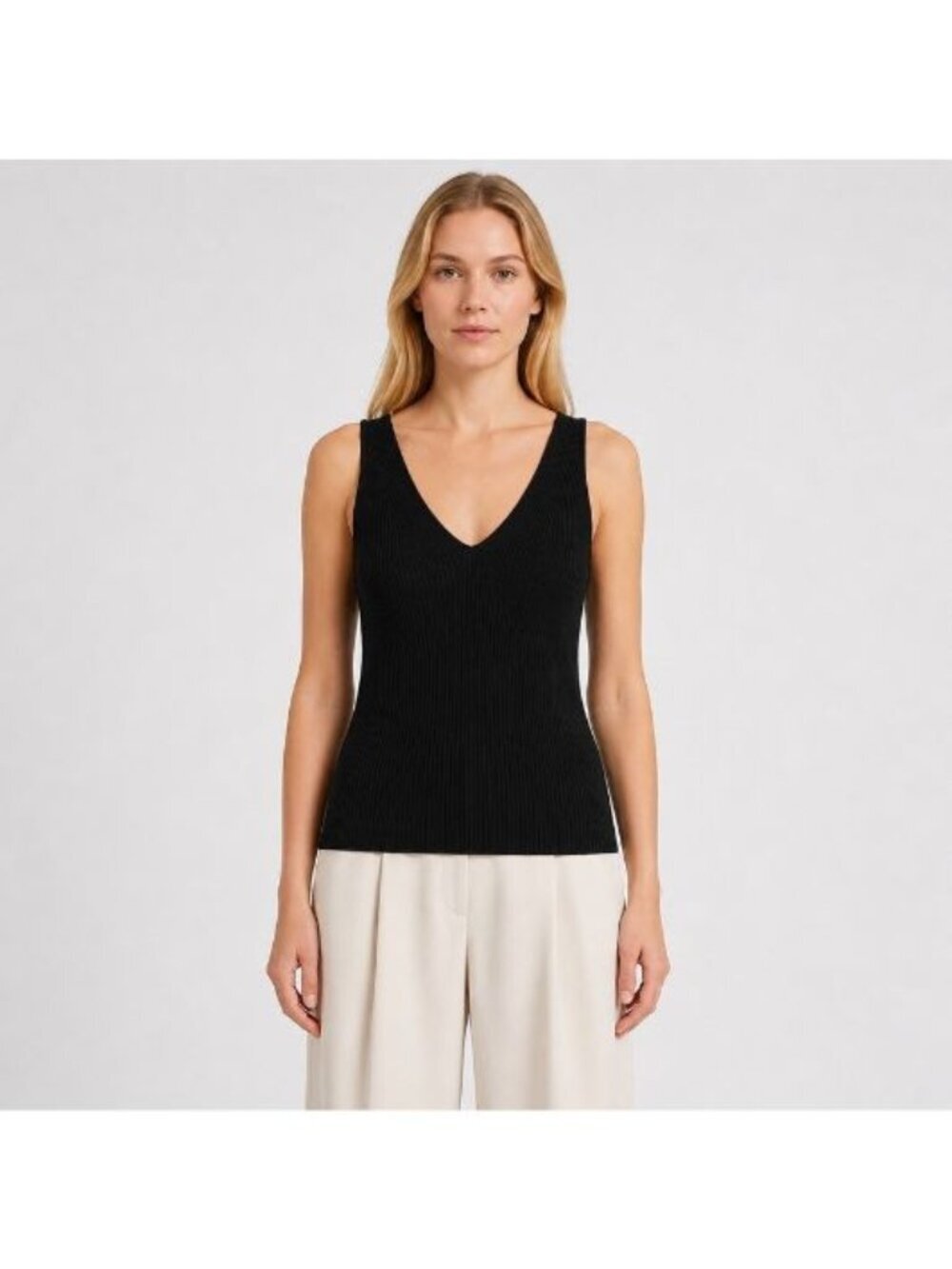 Malene Birger Rory Tank Top Women XS Black Ribbed Knit Quiet Luxury